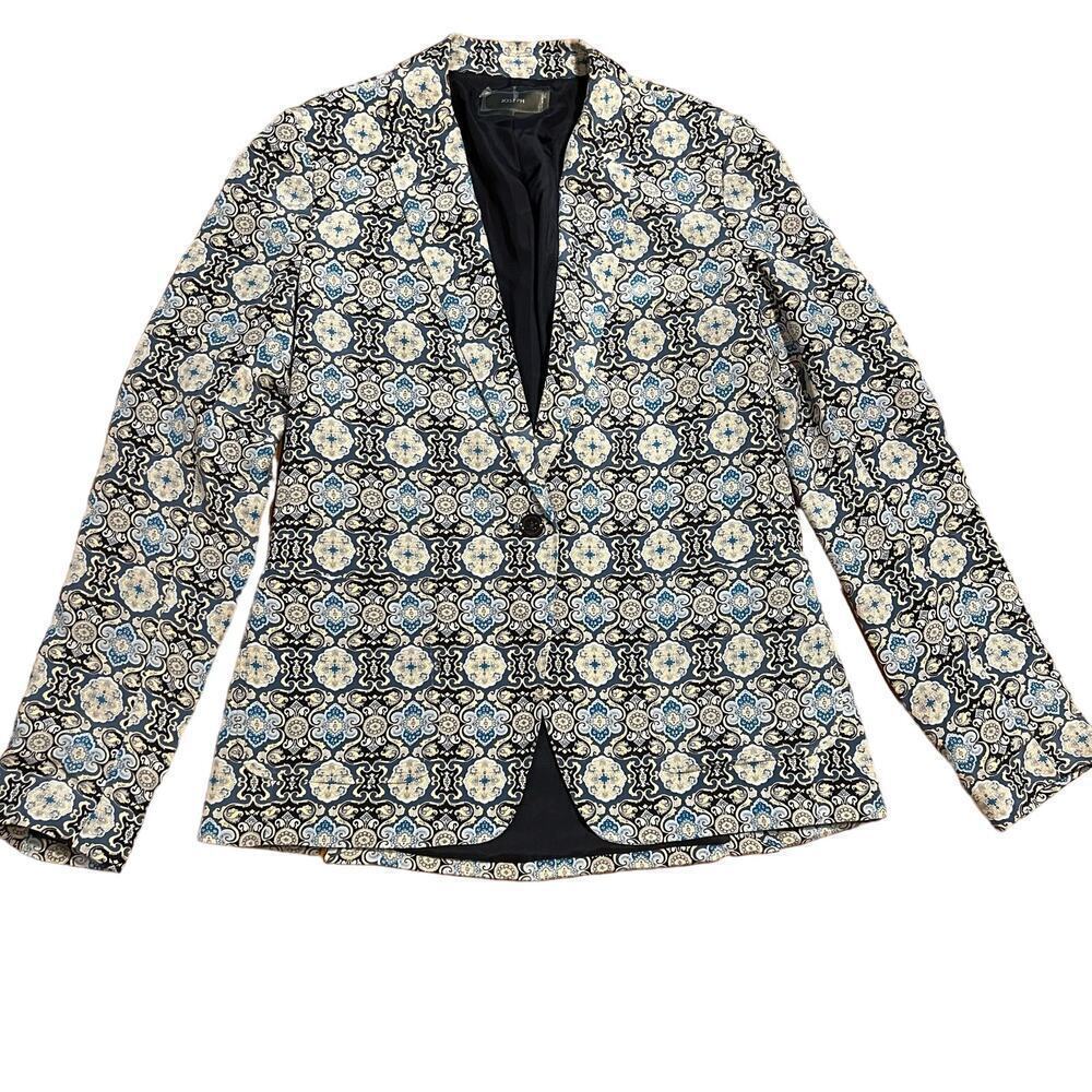 JOSEPH Deauville Printed Silk Blazer Women’s Size 40 (US 8) Luxury $795 Royal